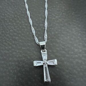 Silver Cross Pendant Necklace 925
